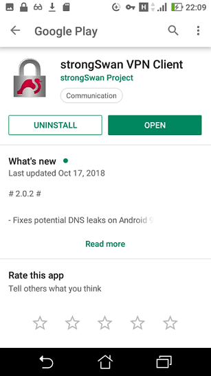 Install strongSwan from Google Play