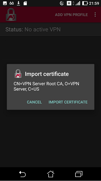 Import certificate