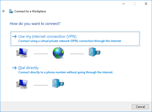 Use my Internet connection (VPN)